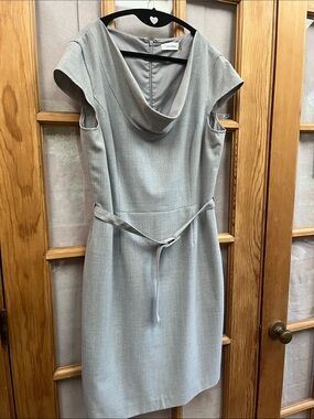 Calvin Klein Light Gray Cowl Neck Midi Dress